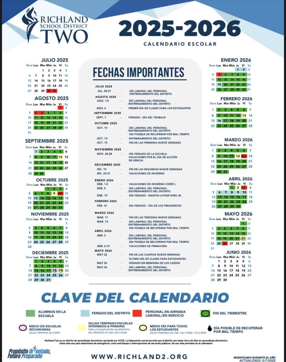 AttendForTWO's tweet photo. Happy 2026 ⁦@RichlandTwo⁩ students and families! Let’s finish the 2025-2026 achieving attendance goals. Check the school calendars for key dates and get ready for an incredible year of discovery. https://t.co/4QErqVsJSz