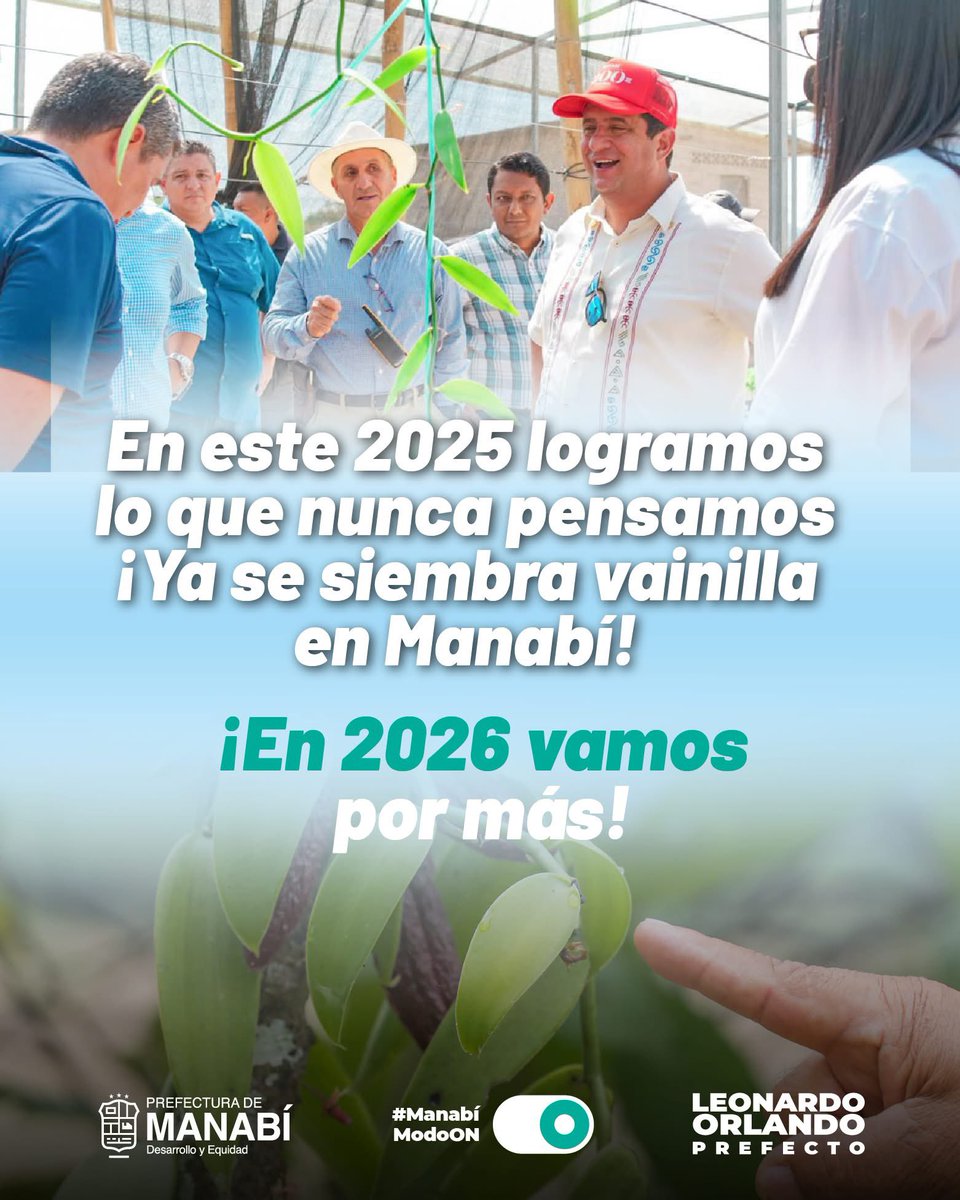 PrefecturManabi's tweet photo. Lo logramos: ¡Ya sembramos vainilla! 🌱🚀 En el 2026 vamos por más producción agrícola #AgriculturaModoON https://t.co/4XFolfFQae