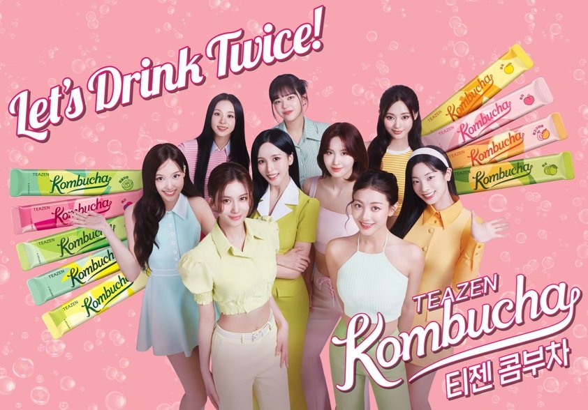 SubjectKpop's tweet image. TWICE are expected to have 1:1 matching new packaging design with the various TEAZEN kombucha flavors 

TWICE photocard will be given when you buy kombucha on their site

Digital outdoor ads will be at Olive Young Myeongdong town store to announce their models selection…