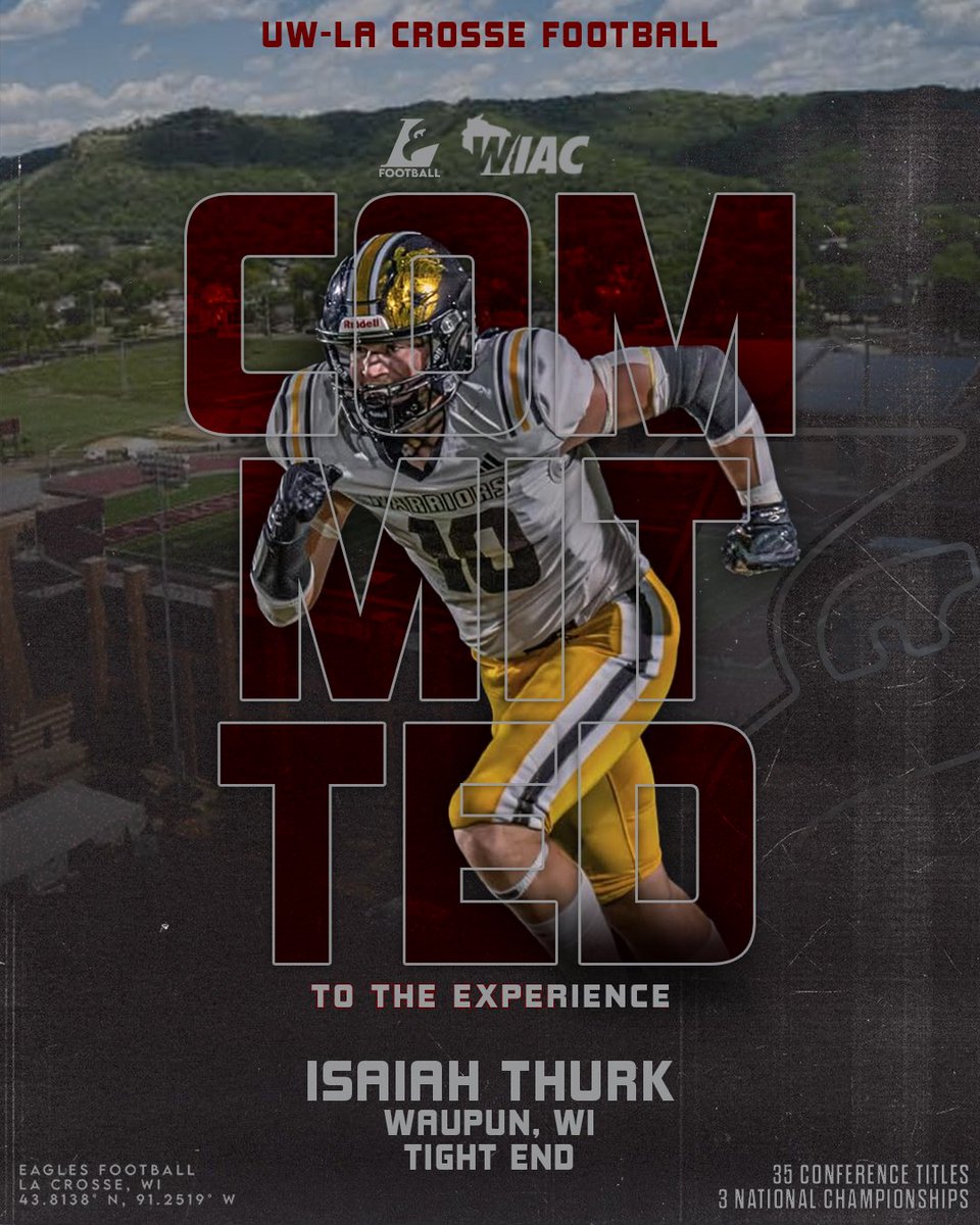 IsaiahThurk10's tweet photo. Beyond thankful and excited to say I will be continuing my athletic and academic career @UWLEagleFB, Thank you @TYaeggi_UWL @CoachSchmitzUWL @UWLAthletics #Invest @TravisBOUND @PrepRedzoneWI @WISCO_underadar @OJW_Scouting @MJ_NFLDraft @FootballWiac @RyanBartow 🦅🦅🦅🦅 https://t.co/O70gkxQWwF