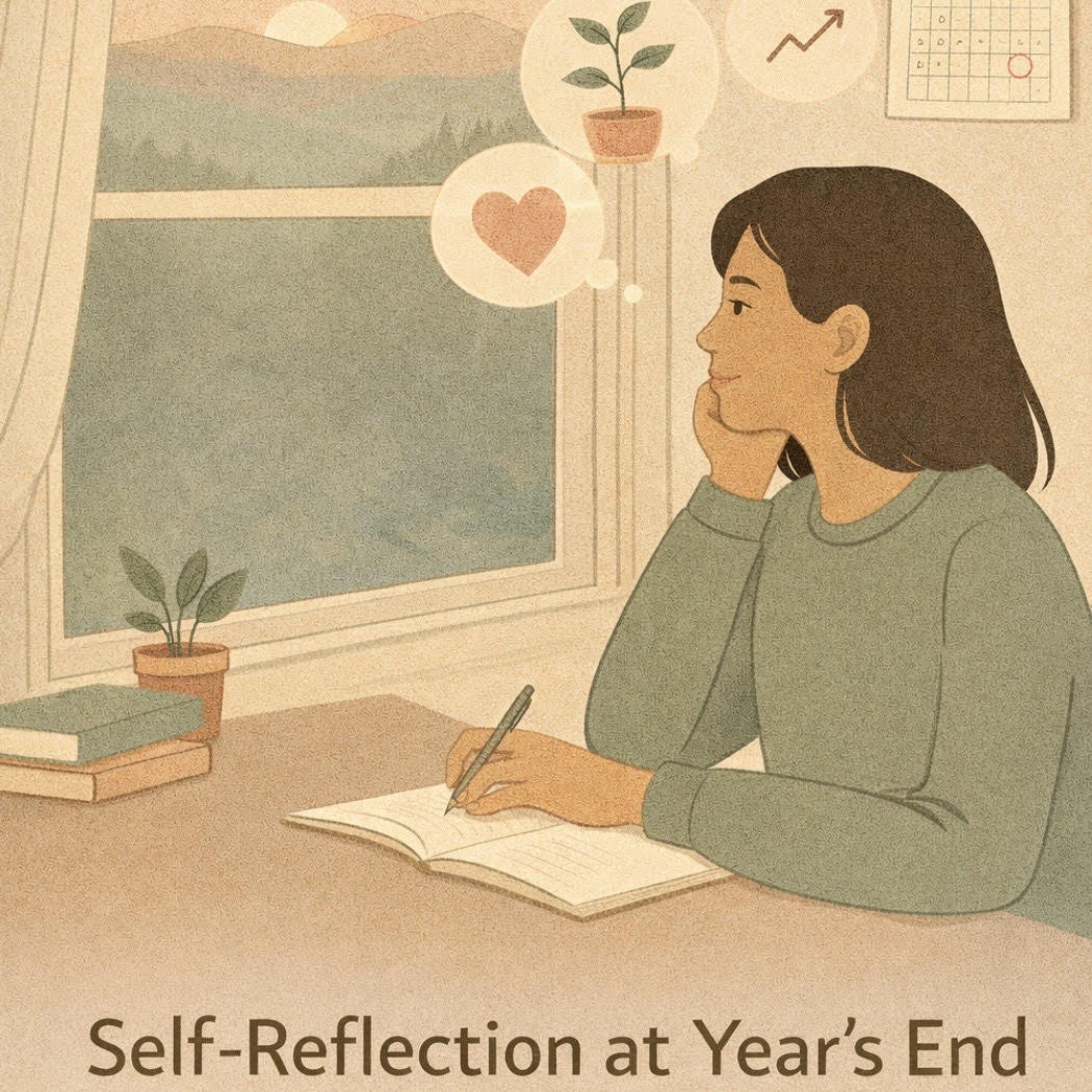 As the year ends, self-reflection invites us to pause and notice how we’ve grown. Instead of judging the year as good or bad, ask: What challenged me? What strengthened me? What do I want to carry forward? Here’s to growth and the person you’re becoming.