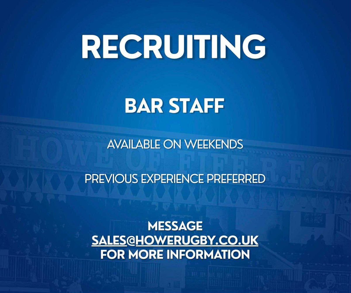 HoweOfFifeRFC's tweet image. What We’re Looking For:
• Previous bar or hospitality experience preferred
• Great communication and teamwork skills
• A positive attitude and a strong work ethic
• Must be 18+ (due to serving alcohol)

#Getintouch #greatplacetowork #howefamily