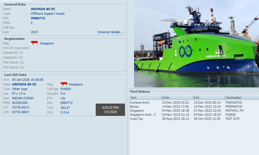 FlconEYES's tweet image. ARMADA 86 05 (IMO 9980772) searching for #MH370 

The ship stopped in a very particular area today.🧐