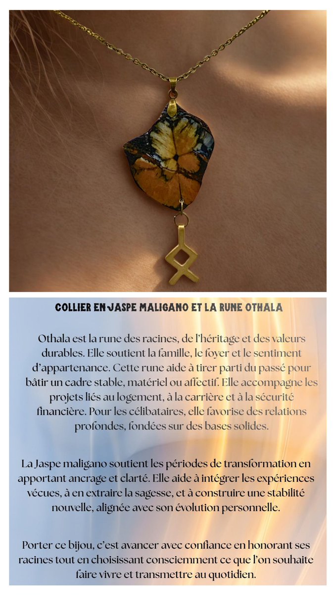 lemurmuredesrunes.etsy.com
#jaspe #othala #pendentif #collier #necklace