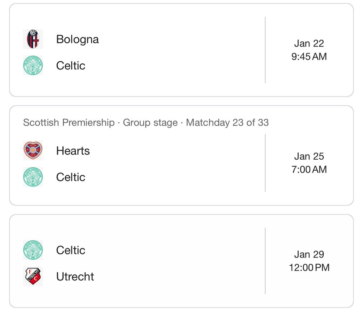 Remember guys, if Celtic don’t win all three of these matches their manager is an absolute moron way out of his depth. 

Or is that treatment strictly reserved for the Black French MLS guy