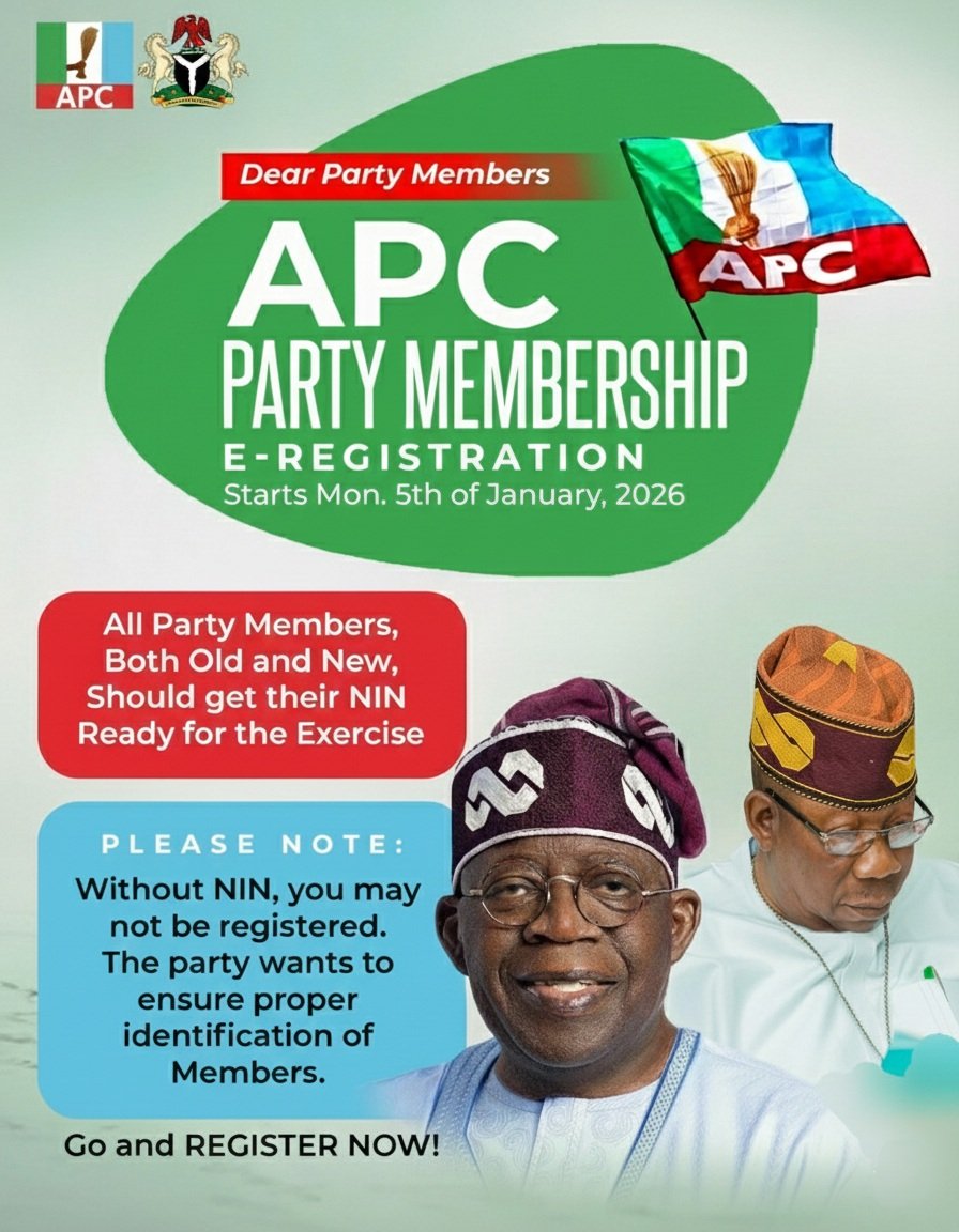 BrigAdewinmbi's tweet photo. APC has commenced e-registration of membership to make registration easier, transparent, and accessible. I encourage all supporters—new and existing members—to register or update their details. A strong APC begins with active members. Together, we will emerge.
#APCRegistration https://t.co/rjoZplw4Zg
