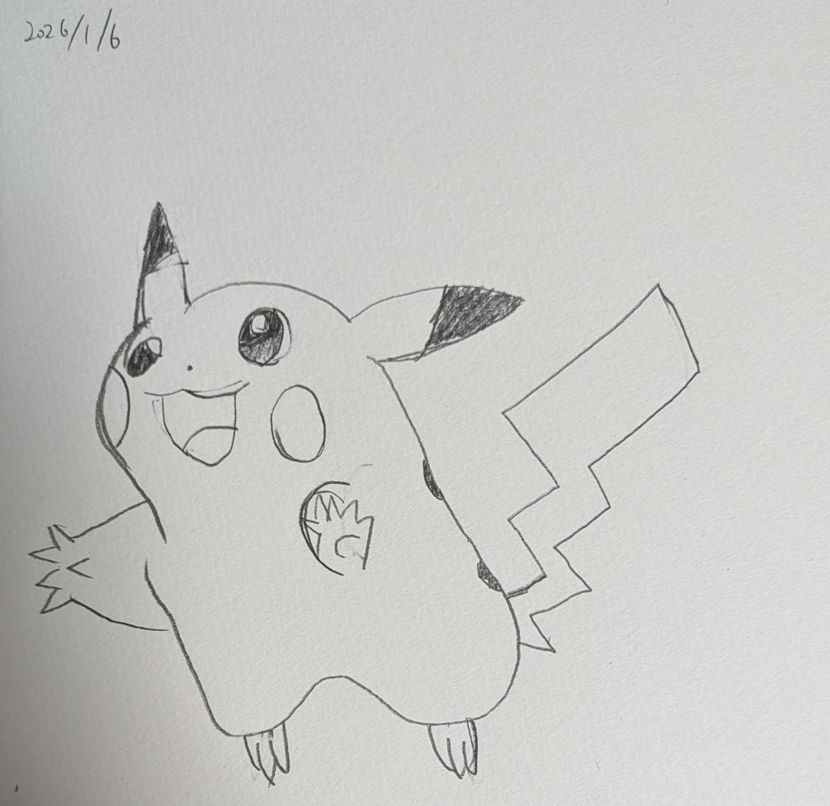 wanken0701's tweet photo. Day116
ピカチュウの頭が前より上手く描けた
＃漫画家志望
＃1000日チャレンジ
＃ピカチュウ https://t.co/AmfTmf3sVB