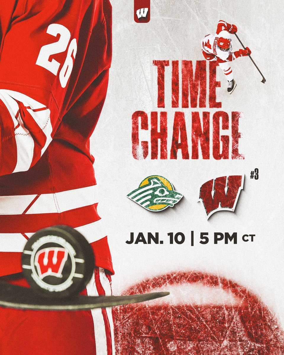 We've changed our game time for Saturday at the Kohl Center

Puck drop now at 5 p.m.

🏒🏈 Doubleheader #GoPackGo
