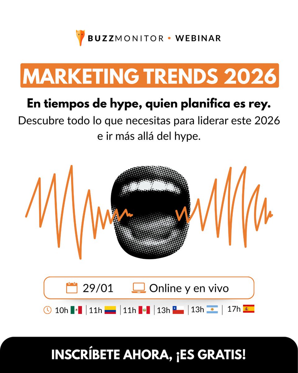 ¿Sabes qué están haciendo hoy las marcas que lideran el mercado? 🤔

En Marketing Trends 2026, descubrirás cómo leer el comportamiento de tu audiencia y utilizar datos e IA para mejorar tu estrategia.🚀

📅 29 de enero | 🔴 En vivo y gratis

¡Inscríbete!
👉contenido.getbuzzmonitor.com/webinar-market…