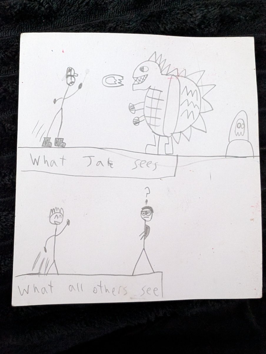 thegrayfruit's tweet image. Im fucking weeping I was doing both "my life is like a video game" AND "ordinary people vs. creative people" when I was like 8 years old