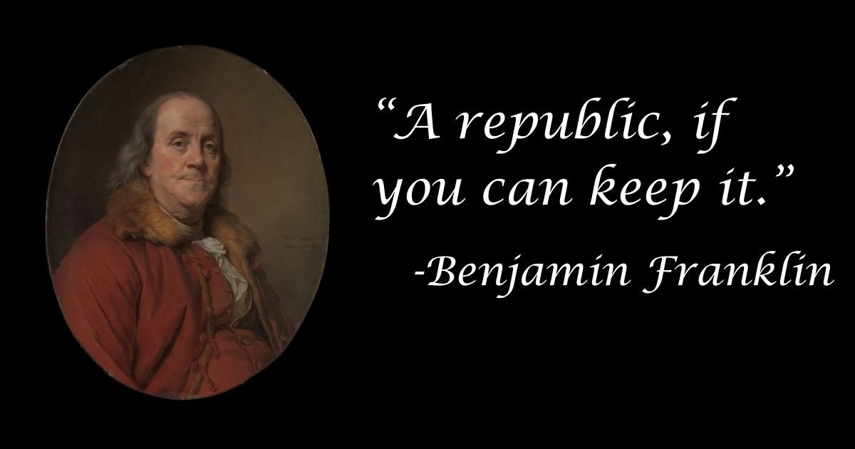 CaptMeticuli's tweet photo. @AVGirl4Life It is a Constitutional Republic...

"If you can keep it." https://t.co/6GVilIxBTO