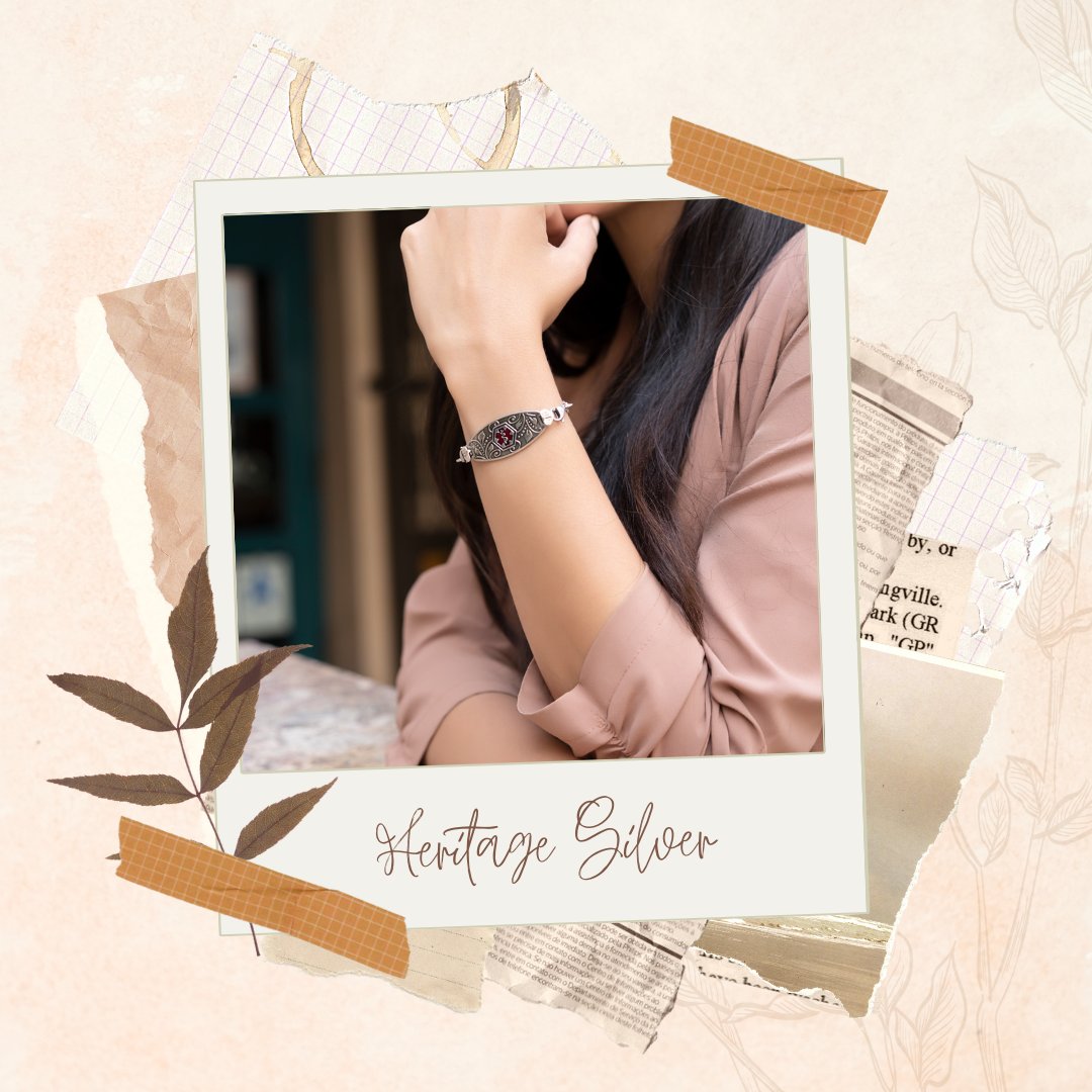 Discover elegance with the Divoti Heritage Silver Medical ID Bracelet. Crafted with detailed silverwork and a vivid red caduceus centerpiece, it blends classic artistry with modern comfort. Stay safe while enjoying timeless style—a piece that truly cares for you. Shop the