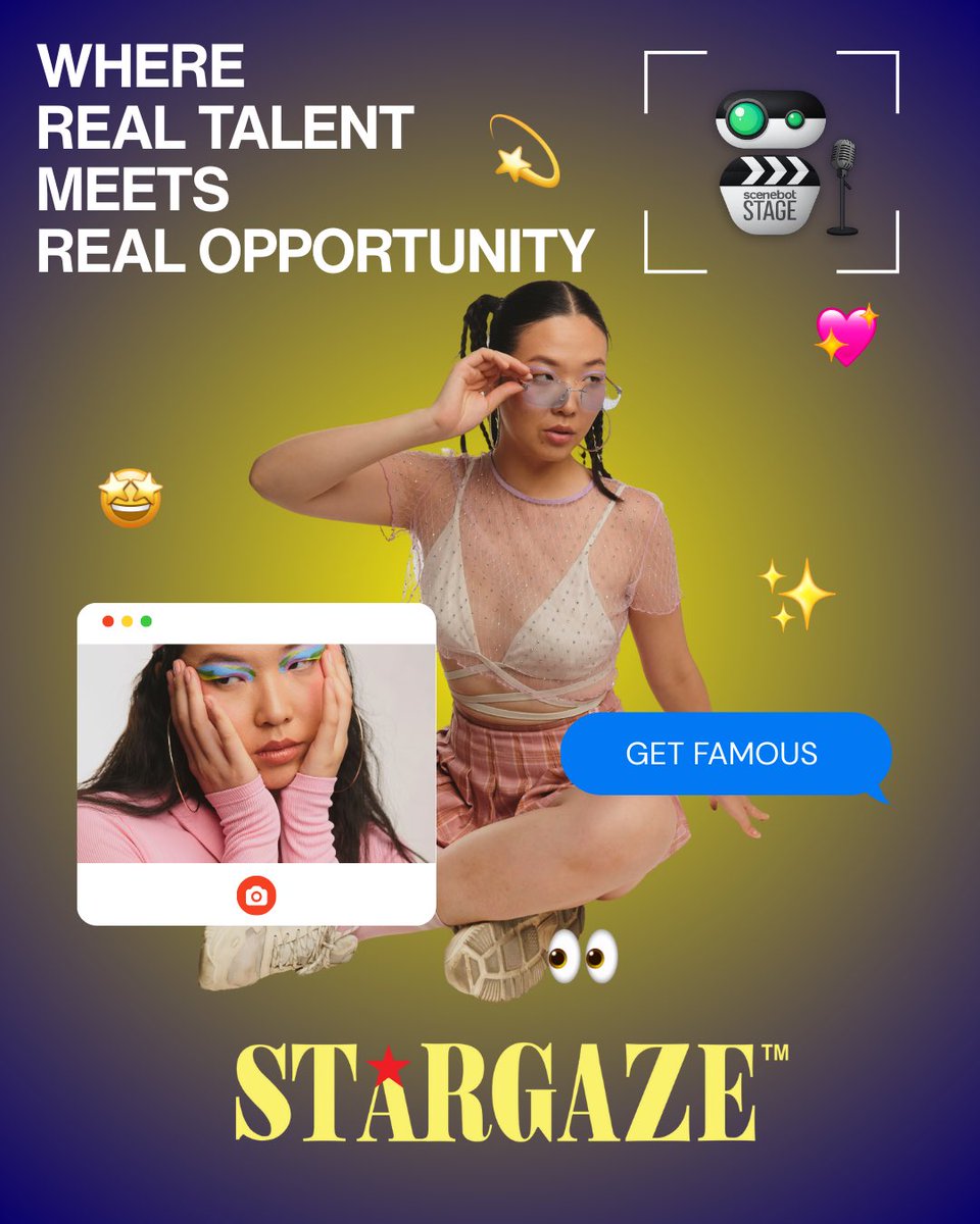Stargaze is live in the app stores NOW 💫👀

Record and post performances to build your audience! Keep an eye out for new challenges every month for a shot take your talents on the main stage in Hollywood, California 📈

#stargaze #hollywood #singer #actor #comedian