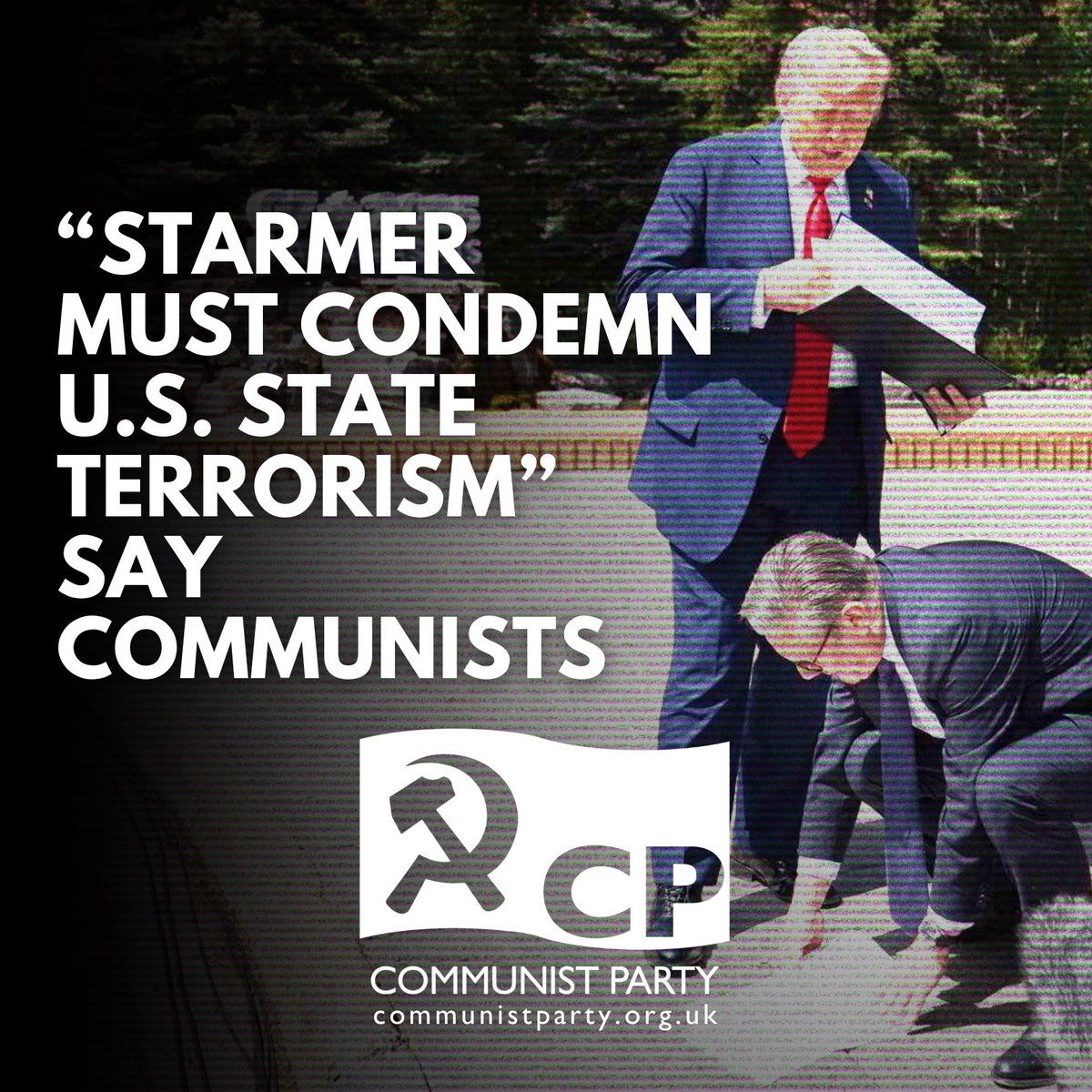 CPBritain's tweet photo. Political Committee Report

Britain’s Communist Party demanded that Prime Minister Keir Starmer and the British government insist that the “trumped up” charges against Nicolas Maduro are dropped and the Venezuelan president is released from US captivity. 

“It almost beggars belief that Starmer, a former human rights lawyer, refuses to condemn US state terrorism against Venezuela and the Trump administration’s blatant violations of the UN Charter and international law”, General Secretary Robert Griffiths told the Party’s Political Committee on Sunday evening (4 January 2026). 

He called claims that Maduro is a “brutal dictator” who heads a narco-terrorist cabal that threatens US national security as “baseless” and “grotesque”.

“Where are the torture centres and death squads in Maduro’s Venezuela? Where are the mass executions of political opponents?” Mr Griffiths asked.

“In reality, these are the hallmarks of the many savage right-wing dictatorships armed, trained and financed by the USA in Latin America and around the world over the past 80 years and more”, he added.

The Communist Party of Britain rejected “bogus pretexts” for US military intervention in Venezuela and insisted that the real motives were to terminate President Maduro’s independent foreign policy, which includes mutually beneficial relations with China, Cuba, Brazil and Russia, and to take control of the country’s enormous state-owned oil resources.

“Cuba, Colombia, Nicaragua and Brazil are also in the firing line for President Trump and his cabal of far-right, anti-democratic and corporate gangsters”, Robert Griffiths warned. 

He called for the closure of all US military facilities in Britain and at British bases around the world including in the Caribbean, the Mediterranean and the Atlantic and Indian oceans. 

END.