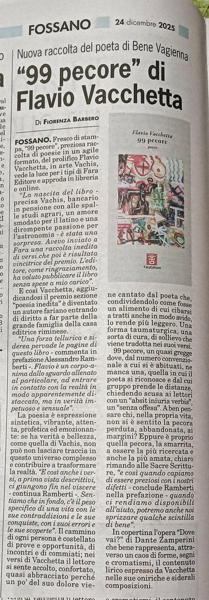 Se amate la #poesia 
quella un po' istintiva ed ermetica allora scegliete #99pecore di #FlavioVacchetta in arte #Vachis per #FaraEdizioni
#LaFedeltà
#Fossano

<a href="/faraeditore/">Alessandro Ramberti</a>