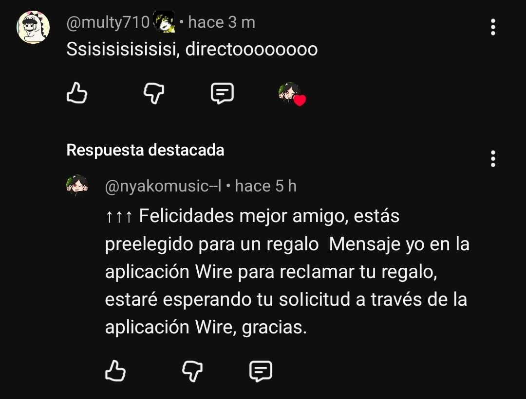 Oigan, obvio esa no soy yo 🙅 miren el usuario. Mucho cuidadooo 🙏