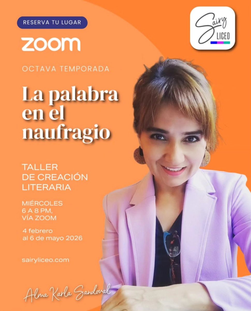 📷 Taller de creación literaria
📷 Miércoles | 6 a 8 pm
📷 Vía Zoom
📷 Del 4 de febrero al 6 de mayo de 2026.