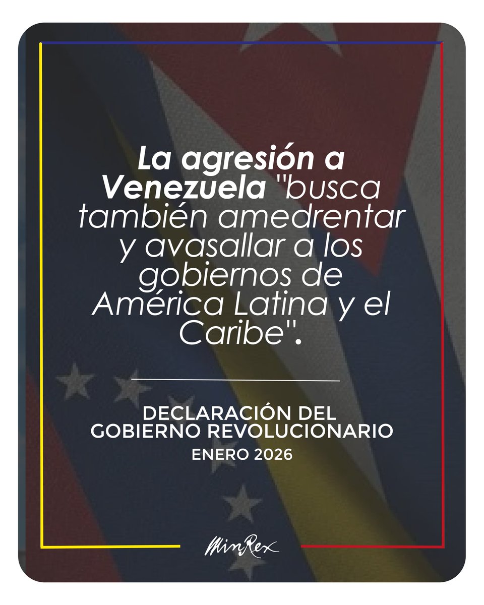 📢 La agresión contra Venezuela ha de ser necesariamente asumida como una agresión contra el conjunto de las naciones que integran nuestra comunidad.
🌎 América Latina y el Caribe no son territorio en disputa ni pertenecen a nadie más que a los pueblos de cada uno de sus países.