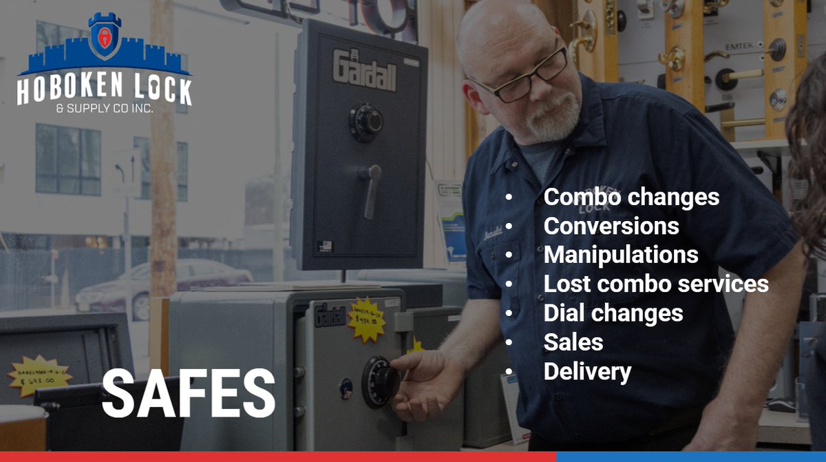 We’re your expert safe tram with a knack for everything from sales to installations. If you’re locked out of your safe, we’ve got the skills to get you back in by cracking the code or drilling in without damage. 

#Hoboken 201-963-3106
#Emerson 201-261-2277
#Secaucus 201-865-0888