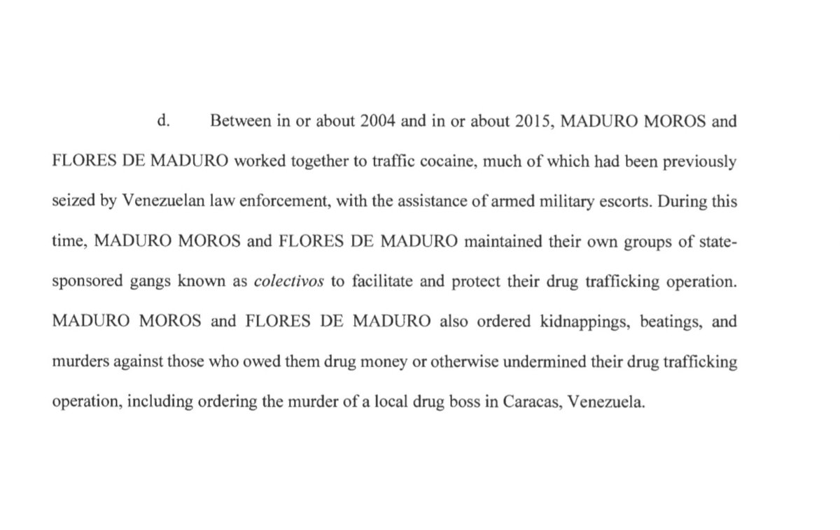 HeverCastroB's tweet image. Estoy leyendo el expediente de 25 pág. y vean estas perlas de tantas que hay en contra de Nicolás y Cilia: 

1️⃣-entre 2004- 2015, Maduro y Cilia traficaron cocaína juntos, gran parte de esa cocaína que vendían era la que confiscaban las autoridades Venezolanas a otros cárteles.😳