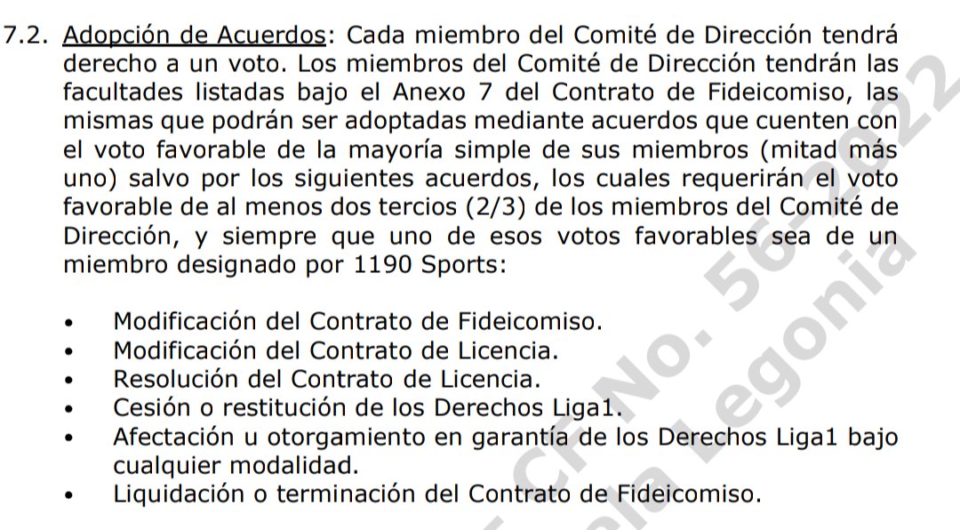 Contrato 1190 y FPF 🇵🇪.
Explicamos porque, el plazo de pago a los clubes (60 dias), solo puede ser modificado con una mayoria de 2/3 de los votos de la comision de direccion y siempre que uno se esos votos, sea de un integrante de la empresa 1190 Sports, es decir nunca porque