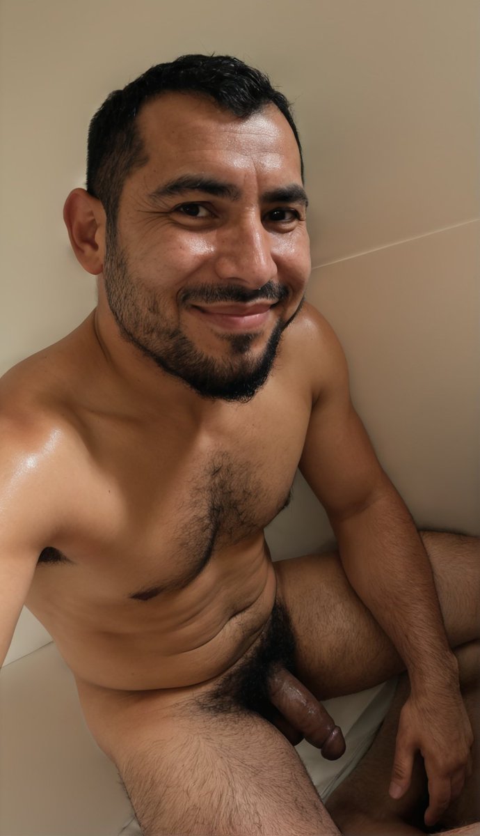 ClosetMenIA's tweet photo. Tub selfie.  
Bearded Latino alpha fresh and wet, hairy chest glistening, thick dark cock hanging heavy between spread legs.  
That smirk says it all.  

100% AI · 18+  
#GentlemensCloset #HairyAlpha #TubSelfie #BigDarkCock #WetDaddy #NSFW https://t.co/TwOQYq5Eze
