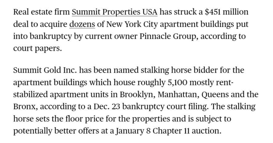 JohnTeufelNYC's tweet image. Before you say "oh the poor landlord," be aware that Pinnacle Realty, which owns this slum, was just offered $451 million for their portfolio of mostly rent stabilized buildings. This is a company with tremendous wealth that speculated in stabilized real estate!