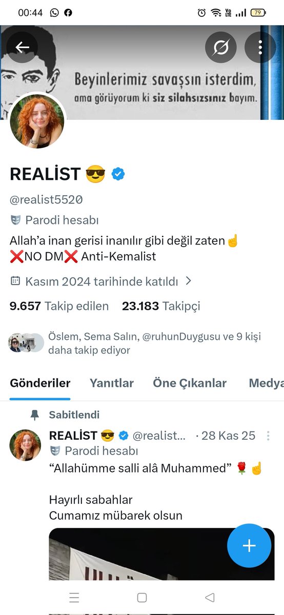 Baş edemeyen engel koyuyor . 
Anti- Kemalist miş.
MUSTAFA KEMAL ATATÜRK sevenler çarpsın seni