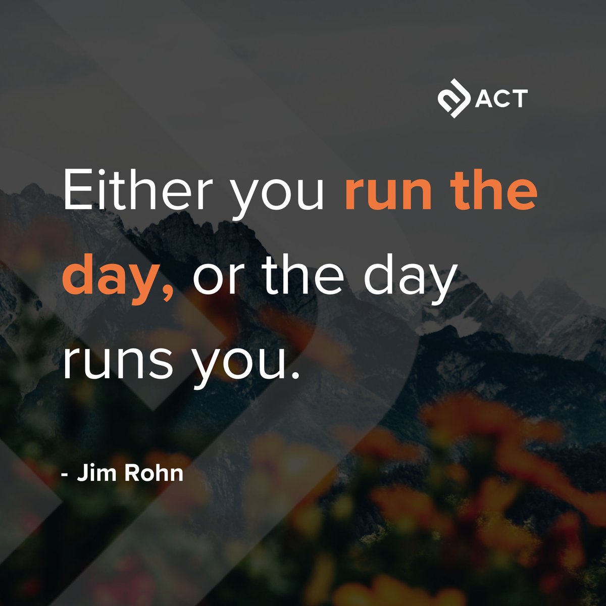 “Either you run the day, or the day runs you.”

Set the tone. Lead your energy. Shape the experience you want to have. Today’s your chance to Own the Experience and make it count. #MotivationMonday