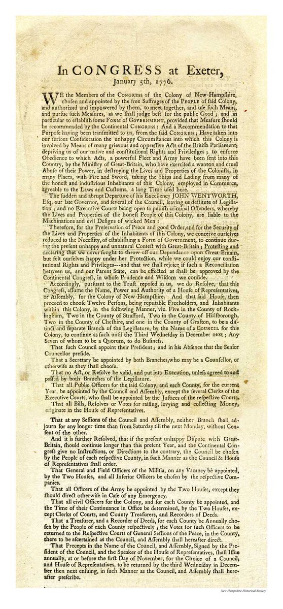 250YearsAgoLive's tweet image. NEW HAMPSHIRE has become the first colony to DECLARE INDEPENDENCE from Great Britain.

This changes everything; it completely puts to rest all notions of reconciliation with the Crown.