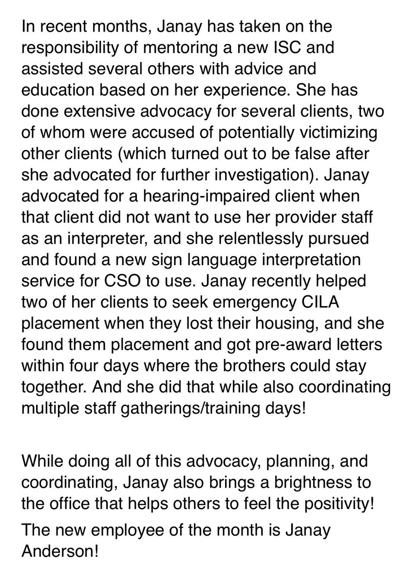 CSO1Inc's tweet photo. CONGRATS to our newest employee of the month— Janay!!! Thank you for all that you do!! https://t.co/wWhIceJ5Cc