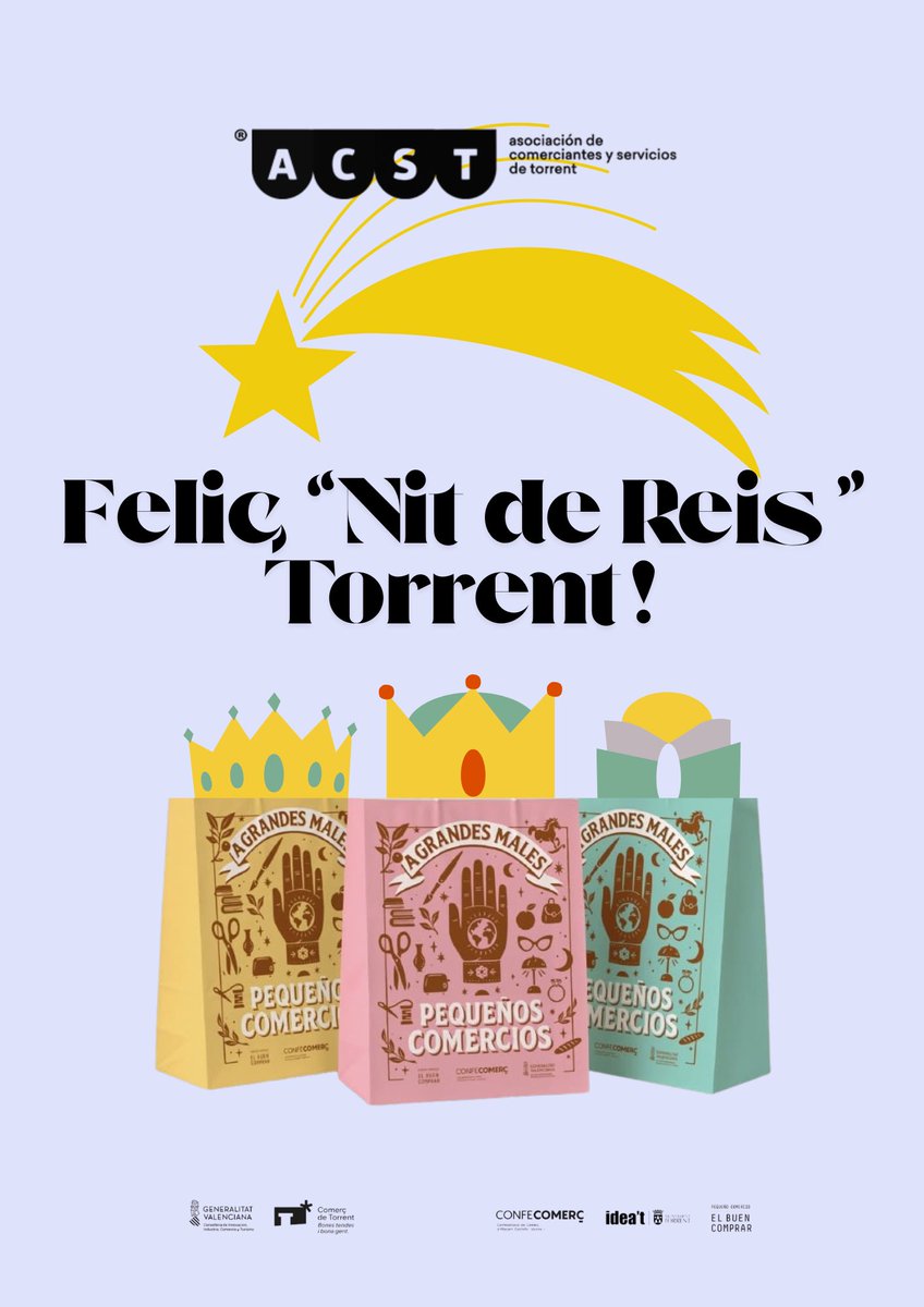 comerciotorrent's tweet image. 👑 🐫 La Asociacion de Comerciantes y Servicios de #Torrent y sus más de 300 asociados os desean una feliz noche y día de reyes! 

⭐️ Esperamos que este nuevo 2026 se cumplan todos vuestros deseos! 

#comerciodetorrent
#ACST 
@Aj_Torrent 
@IDEAT_Torrent 
@ConfecomercCV