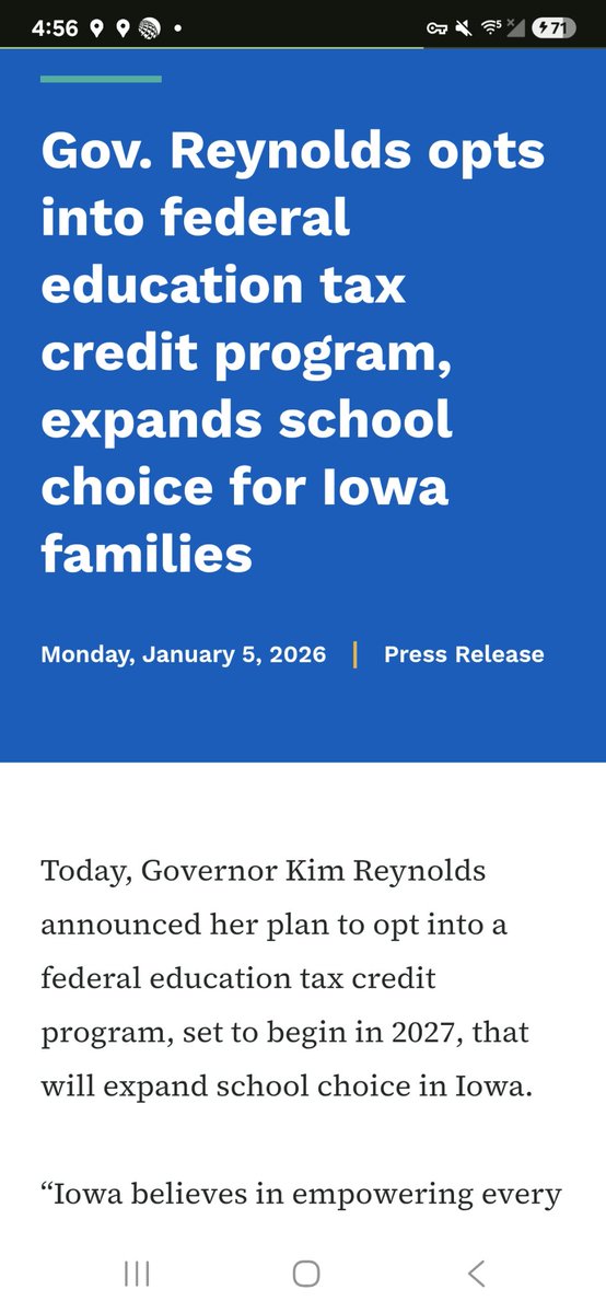 Thank you Governor <a href="/KimReynoldsIA/">Kim Reynolds</a> for opting in to the new federal scholarship tax credit and expanding options for Iowa students