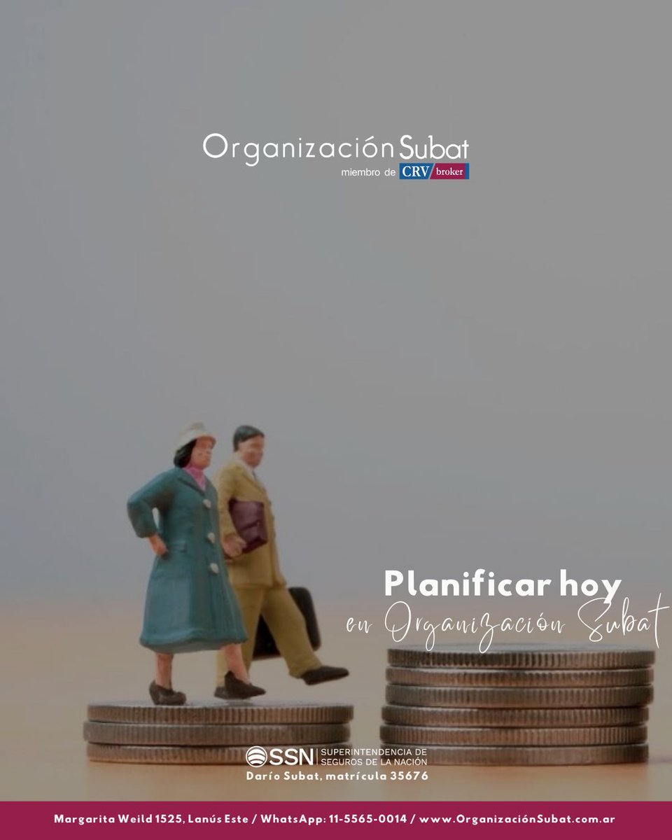 orgsubat's tweet image. El seguro de retiro te permite pensar en el futuro con previsión.
#SomosOrganizacionSubat

📍 Margarita Weild 1525 | Lanús Este
📲 Conectá con nosotros vía #WhatsApp al 11-5565-0014
🌐 organizacionsubat.com.ar

#seguros #segurospatrimoniales #seguroderetiro #DarioSubat