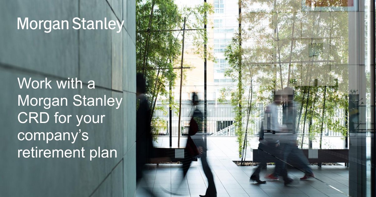 ThePJCGroupMS's tweet image. To serve as a Morgan Stanley Corporate Retirement Director (CRD), I have achieved certain requirements regarding number and size of retirement plans I service and can help plan sponsors manage a retirement plan to meet company and employee goals. livesocial.seismic.com/txpPrN