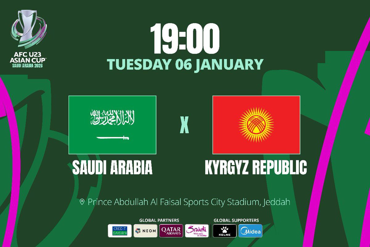 🚨🚨🚨🚨🚨🚨🚨🚨🚨🚨🚨🚨🚨🚨🚨

يوم اللقاء، يوم كبير آسيا، يوم الأخضر!!!!

🏆 كأس أمم آسيا تحت 23 عام 

🇸🇦 السعودية Vs قيرغيزستان 🇰🇬

7:00 

استاد الأمير عبدالله الفيصل

• من سينتصر؟ 🔥
