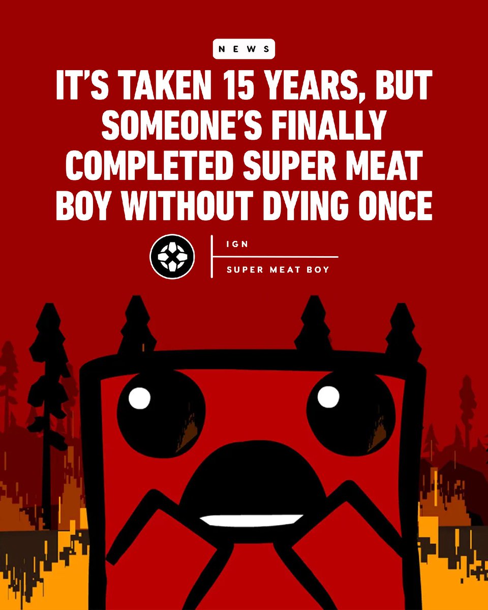 IGN's tweet image. Nintendo speedrunner shredberg livestreamed his deathless completion of Super Meat Boy just before the end of 2025, an achievement that drew congratulations from Edmund McMillen, the game's co-creator, who called shredberg "awesome." bit.ly/49l3tBY