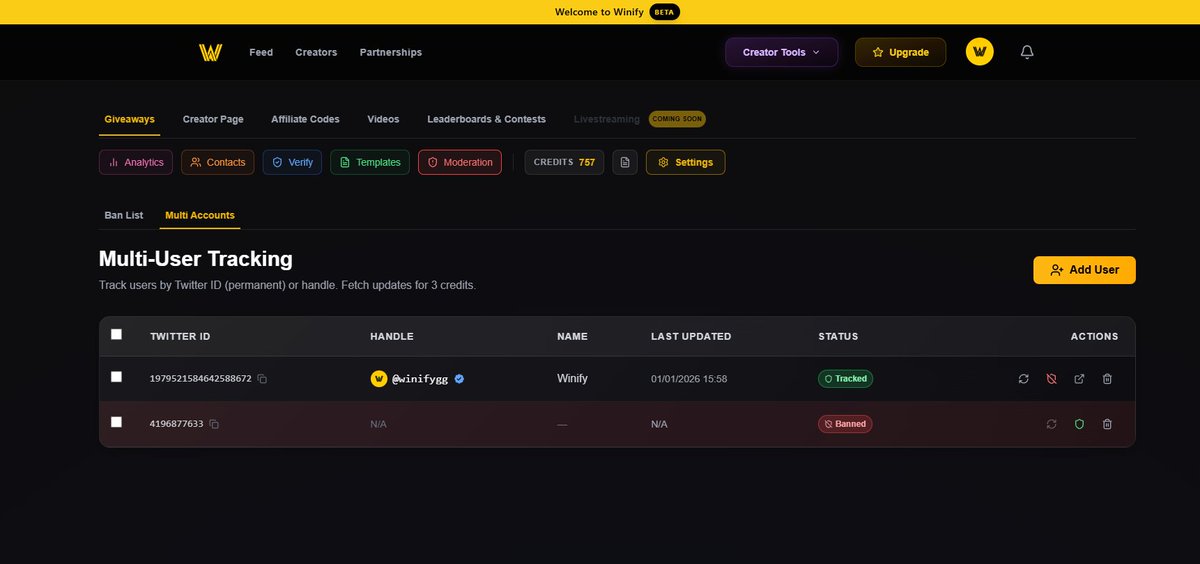 Remember Winify allows you to ban by Twitter ID &amp; track the handles of the Twitter IDS of multis / botters!

#Winify