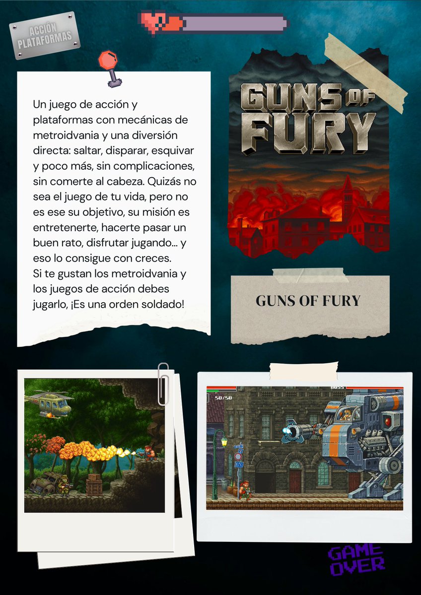 👑Esta noche vienen los Reyes, pero si quieres repartir balas y explosiones en un Metroidvania con aire a Metal Slug deberías darle un tiento a Guns of Fury de <a href="/GelatoGames/">Gelato Games</a>.