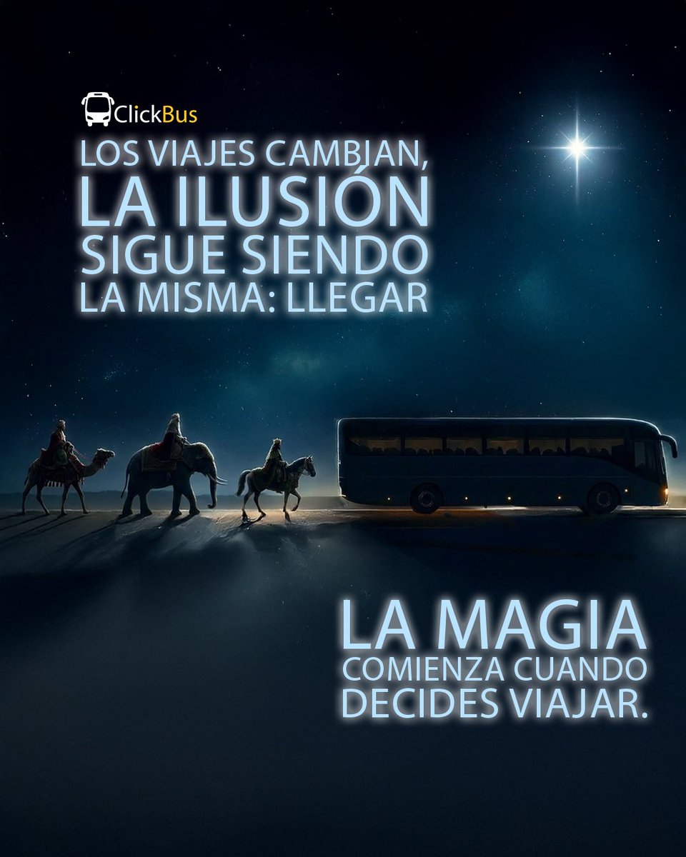 Click_Bus's tweet image. Esta noche se espera la magia, para despertar mañana con la llegada de los Reyes Magos. 👑✨
Porque llegar importa, pero la magia siempre empieza al viajar. 🚌

Compra tus boletos de autobús en ClickBus 👉 clickbus.com.mx