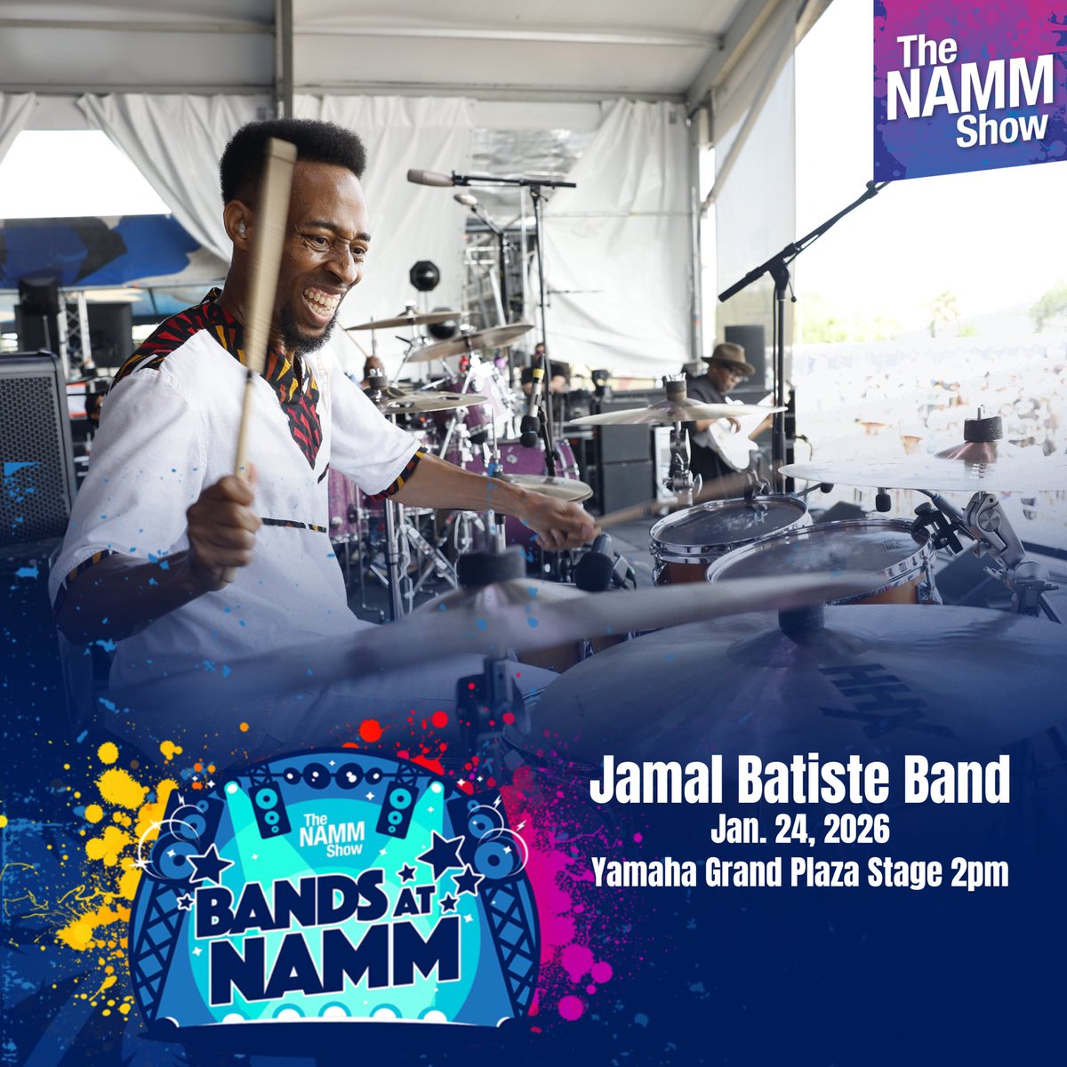 jamallpro's tweet image. 🥳HAPPY NEW YEAR! Wishing you and your family a blessed and prosperous 2026 year. Want to share with you Jamal Batiste Band upcoming show at @NAMMShow on the @YamahaMusicUSA grand plaza stage!💯

#nammshow #yamaha #JamalBatisteBand #NewOrleans #musicians