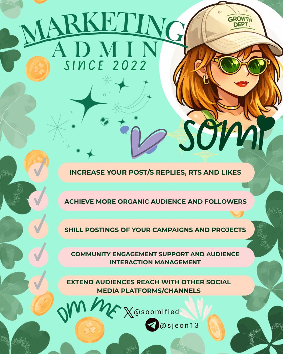 soomified's tweet image. Hello. This is Somi, a marketing strategist specialized on campaign planning, community engagement, and results-driven growth. Require to support with promotion (accounts or projects)? I would be glad to assist you. Open to strategic collaborations 📩