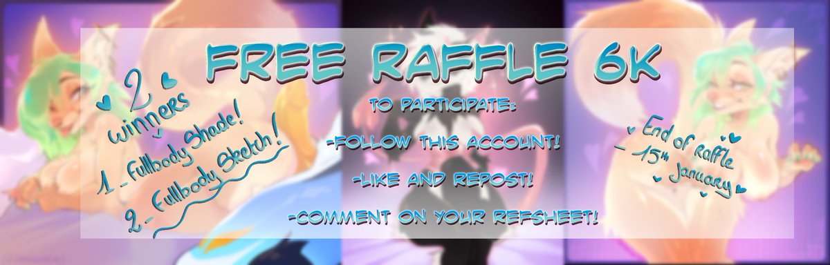 💠 𝐅𝐑𝐄𝐄 𝐑𝐀𝐅𝐅𝐋𝐄 💠
To participate:
-follow this account ! ✨
-Like and Repost ! ✨
-Comment your refsheet ! ✨

Thanks you so much again for 6k ❤️‍🩹✨