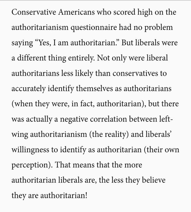 jeremykauffman's tweet image. allow me to share one of my favorite paragraphs:

left-wing authoritarians cannot self-perceive their authoritarianism