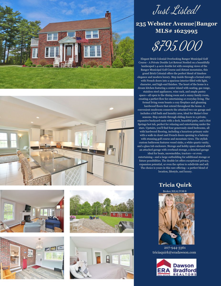 Historic Bangor Beauty! 🏡
4 🛏️ | 2.5 🛁 | 2,554 Sq. Ft.
1.4 In-Town Acres 🌳
4 Garage Bays 🚙
💲 $699,000
📞 Tricia Quirk | 207-944-3361