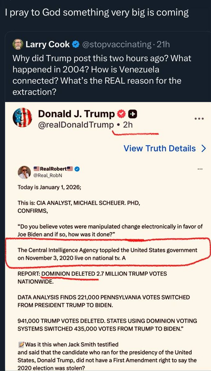 Here's another huge COMM from President Trump:

The CIA toppled the United States government on November 3, 2020.

Dominion deleted 2.7 million Trump votes nationwide.

BQQM BQQM BQQM 💥💥💥