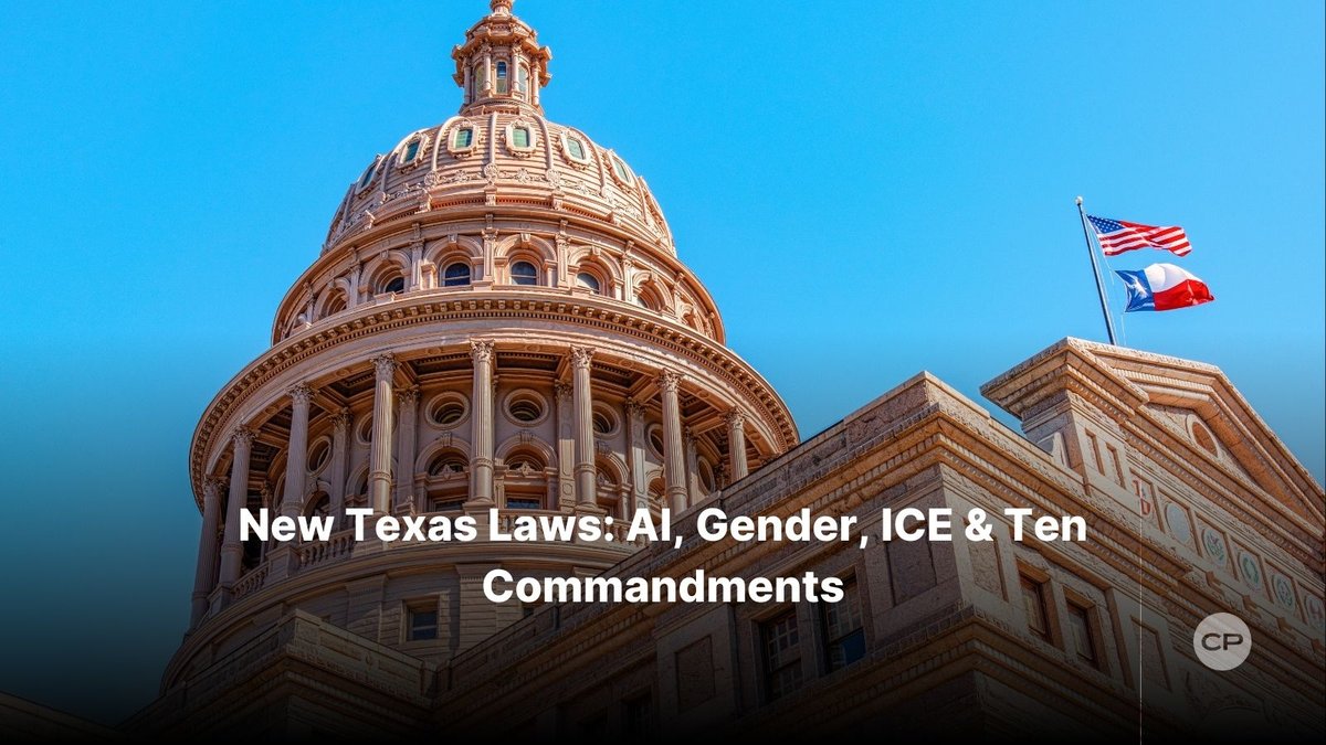 ChristianPost's tweet image. From Ten Commandments displays in classrooms to sheriffs required to work with ICE and new AI rules, four major laws just reshaped Texas on faith, gender, tech and immigration. 
#TexasLaws #TenCommandments #ICE #Immigration #AI #TechRegulation
🔗 dlvr.it/TQ9fQL