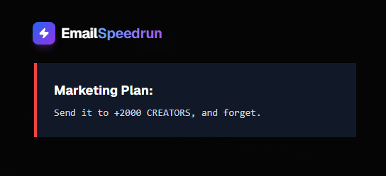 Emailspeedrun's tweet image. The Plan is Simple. Stop whispering and start shouting!

🔹emailspeedrun.com