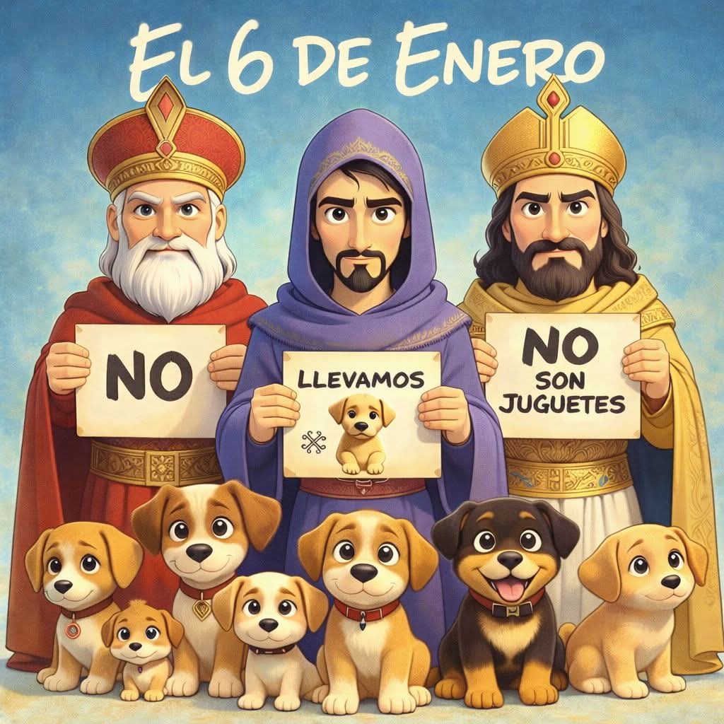 GRamirezF_D12's tweet image. 🎁🐾 El 6 de enero no trae juguetes vivos.
Un perro no es un regalo que se envuelve, es una vida que siente, que aprende, que depende de ti todos los días.
No se guarda cuando crece.
No se cambia cuando "da lata".
No se abandona cuando deja de ser tierno.
Un perro necesita tiempo