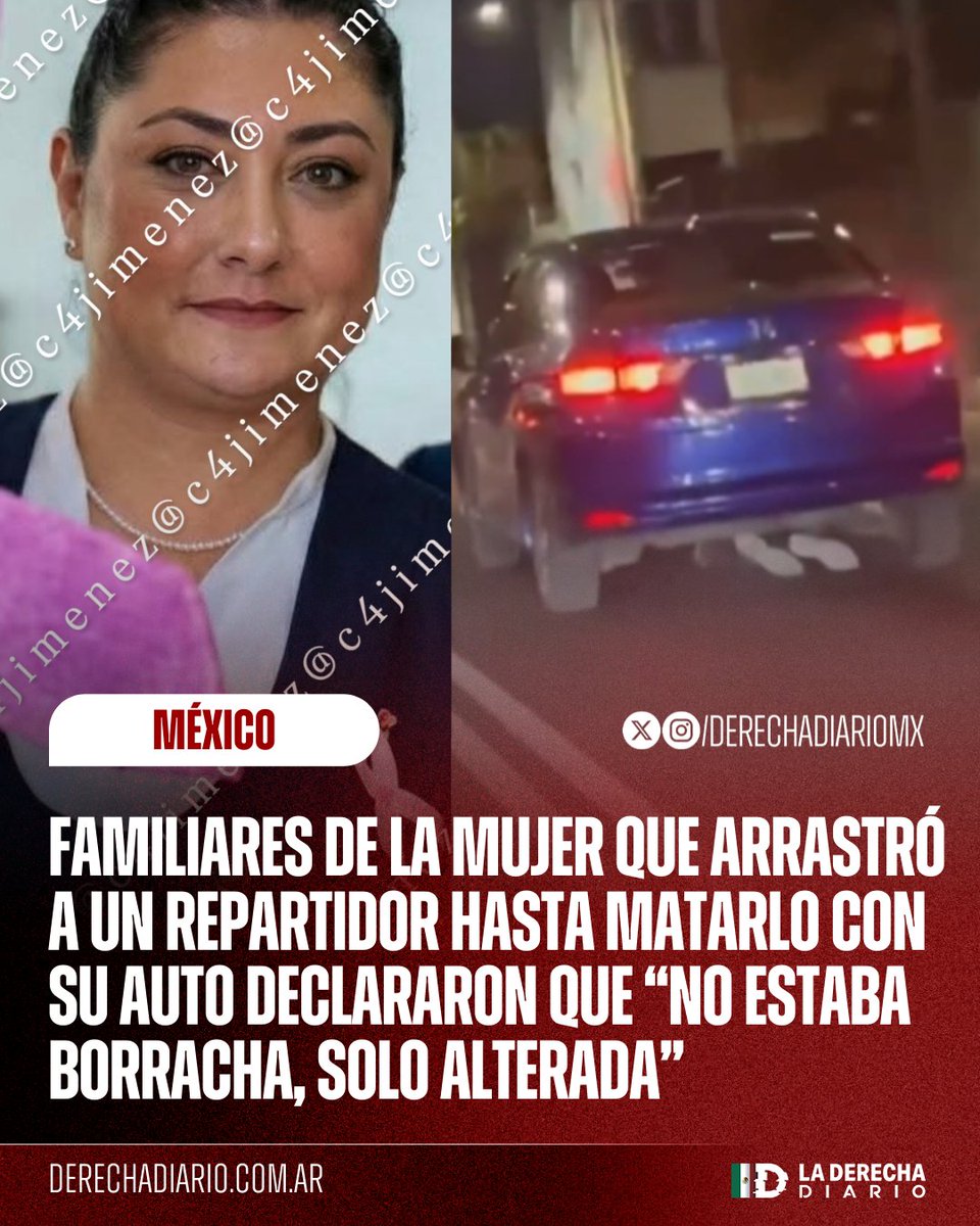 🚨🇲🇽 | Familiares de Gaby Gómez Córdoba, quien mató a un repartidor arrastrándolo por el pavimento con su auto, declararon a las autoridades que, al llegar a su casa, la mujer "no estaba drogada ni borracha, solo alterada": La mujer escapó de su casa y es buscada por la policía.